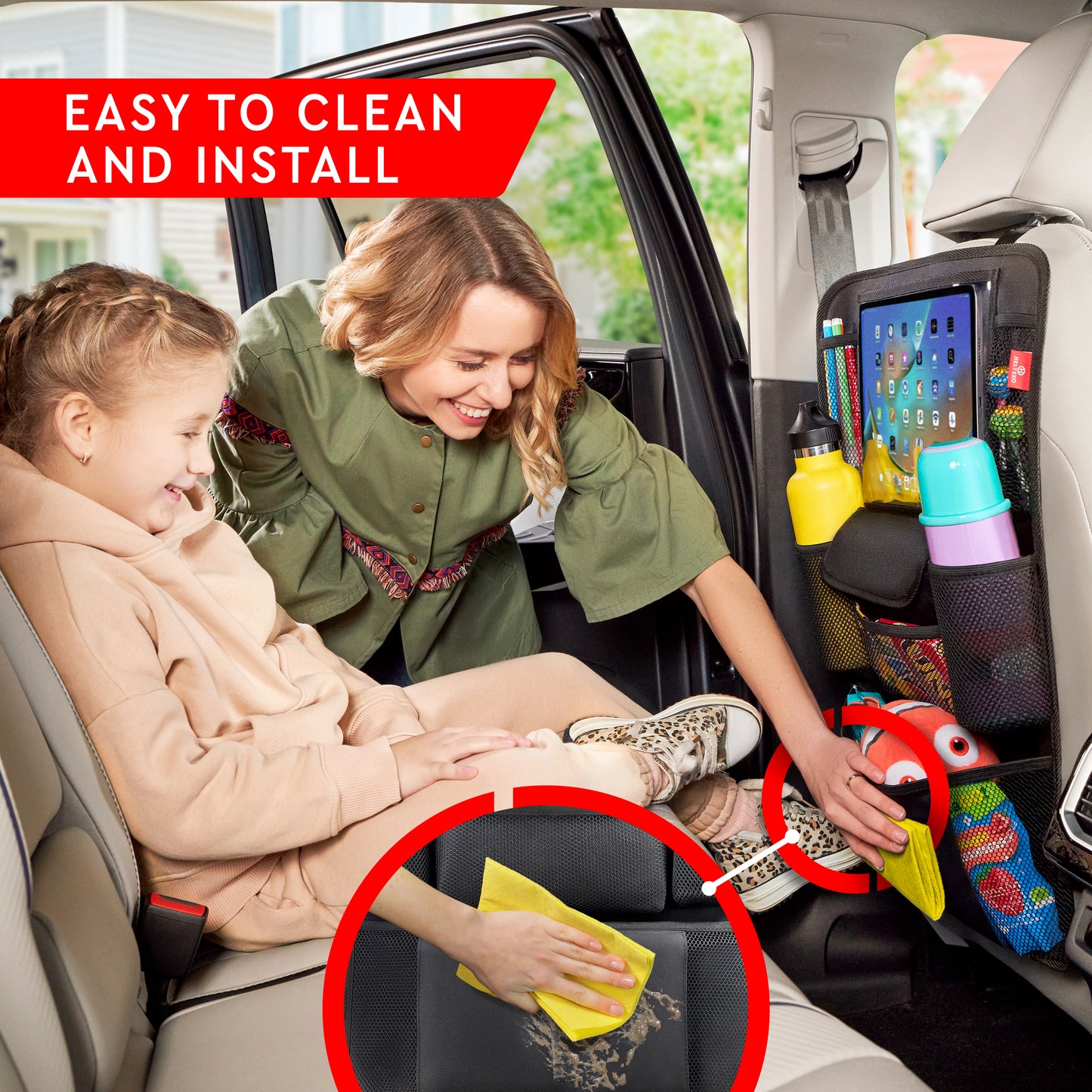 H Helteko Car Seat Organizer with Travel Tray